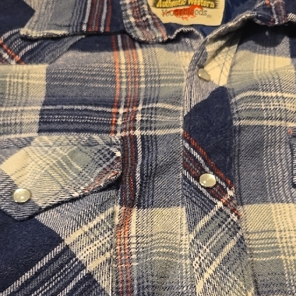 Authentic Western Youngbloods Long Sleeve Blue Plaid FlannelShirt XL - Picture 4 of 5